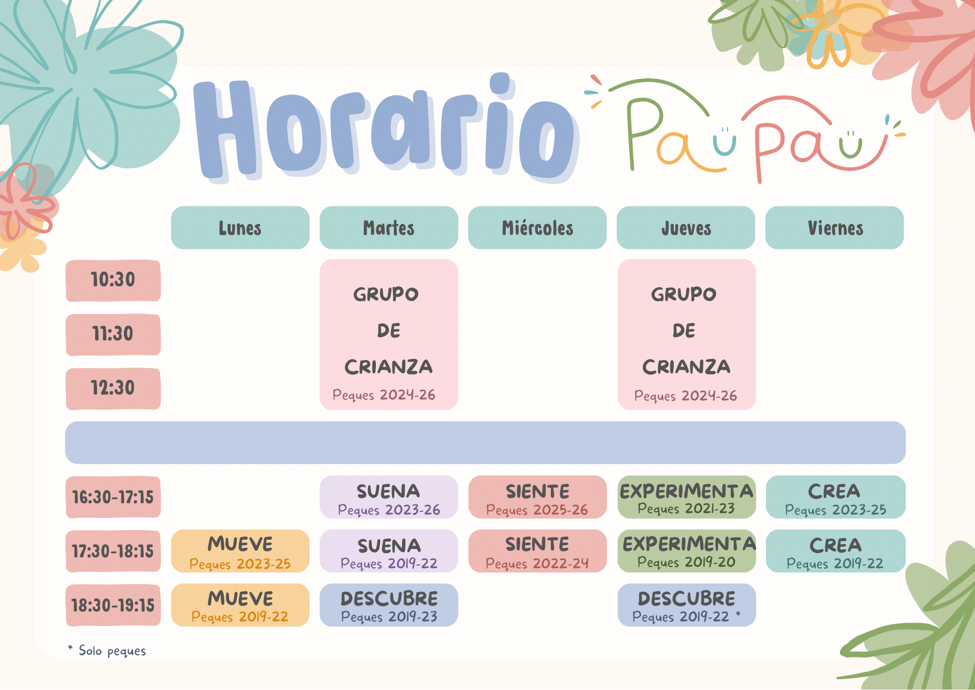 horarios de las clases